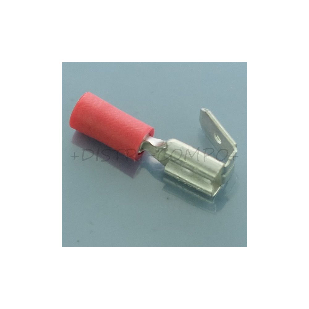 Cosse piggyback 6.3x0.8mm a  sertir femelle + clips de reprise rouge