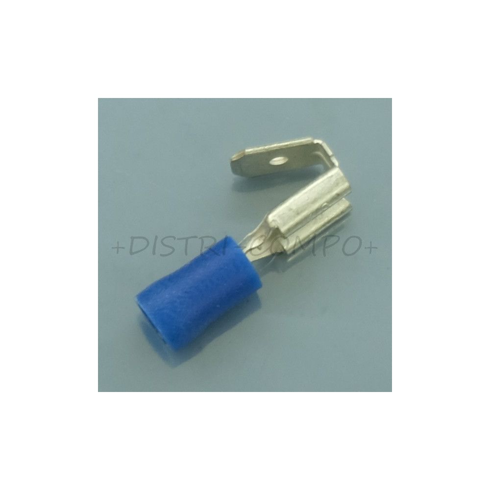 Cosse piggyback 6.3x0.8mm a  sertir femelle + clips de reprise bleue