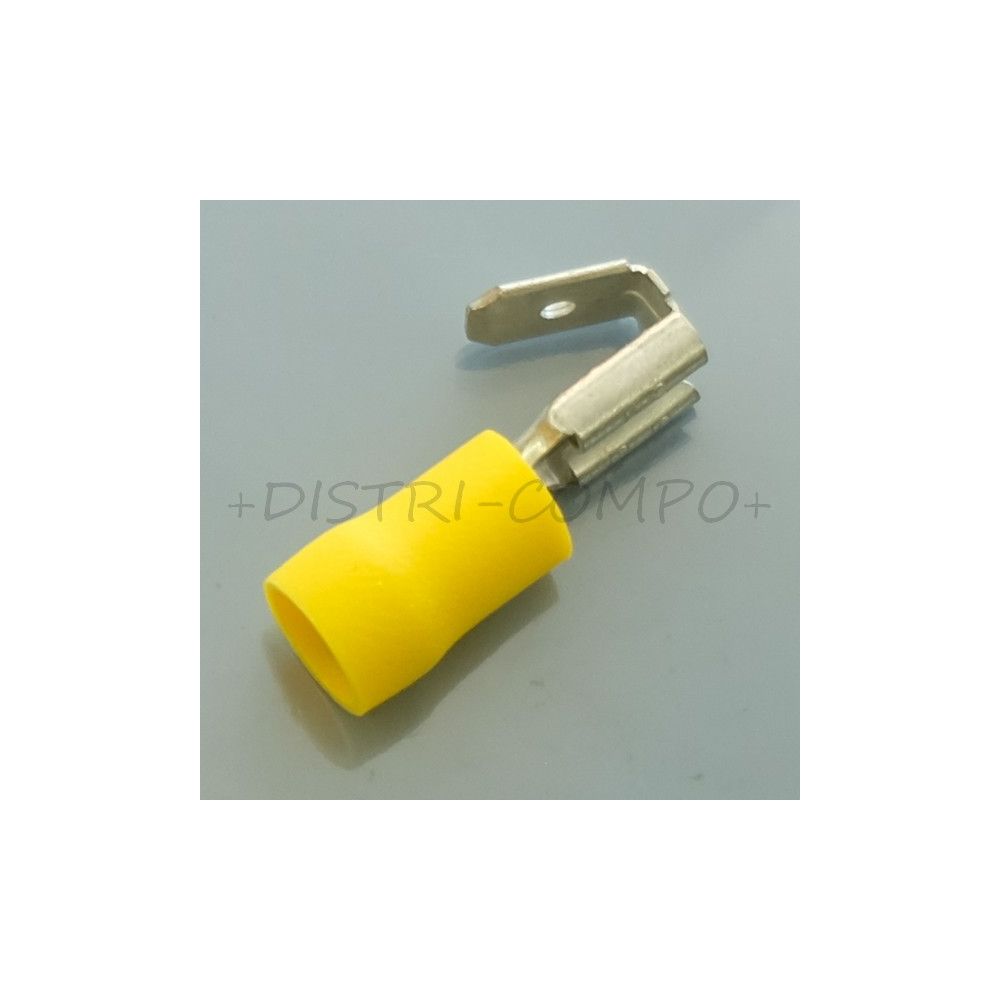 Cosse piggyback 6.3x0.8mm a  sertir femelle + clips de reprise jaune