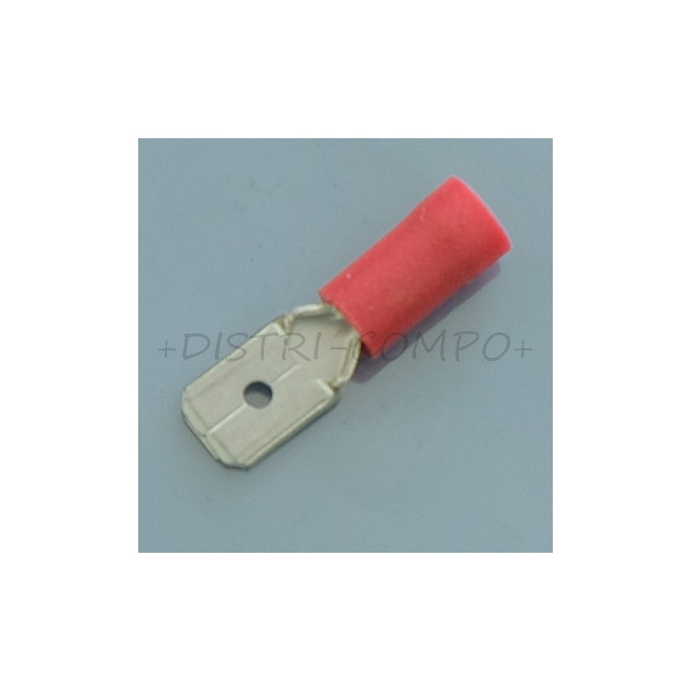 Cosse plate male 6.3x0.8mm a  sertir rouge RND