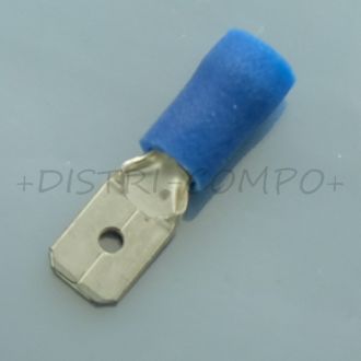 Cosse plate male 6.3x0.8mm a sertir bleue RND