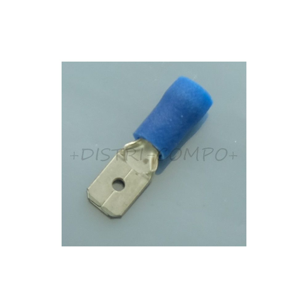 Cosse plate male 6.3x0.8mm a sertir bleue RND