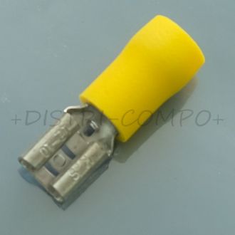Cosse plate male 6.3x0.8mm a  sertir jaune RND