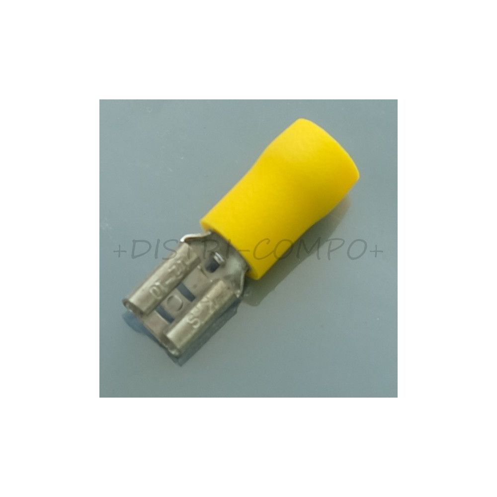 Cosse plate male 6.3x0.8mm a  sertir jaune RND