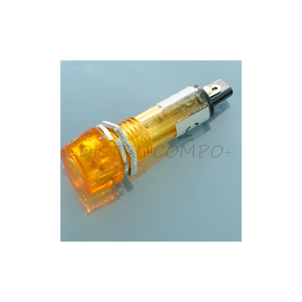 Voyant néon 220VAC orange perçage 10mm voyant 12mm