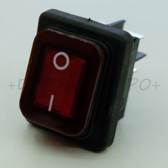 Interrupteur rectangulaire IP65 bipolaire 30.6x22mm ON OFF rouge