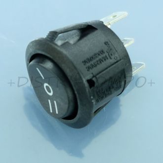 Interrupteur bascule rond 1x ON - OFF - ON250V 10A noir