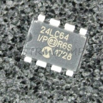 24LC64-I/P EEPROM I2C 64Kbit 8Kx8b 400kHz DIP-8 Microchip RoHS