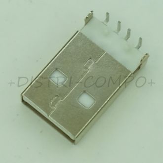 Embase USB type A male pour circuit imprime ultraplat