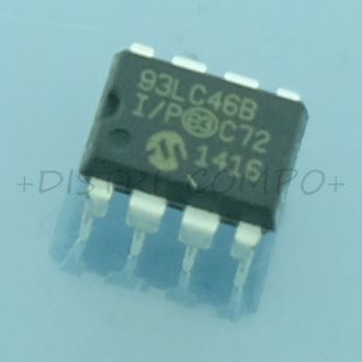 93LC46B-I/P EEPROM Microwire 1Kbit 64x16b 3MHz DIP-8 Microchip RoHS