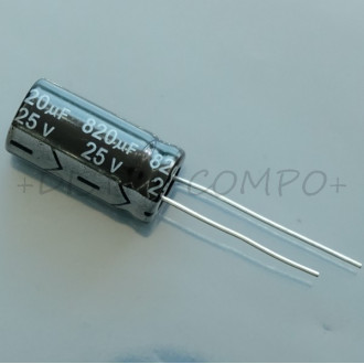 Condensateur 820µF 25V electrolytic 10x20mm pas5 105° KSC