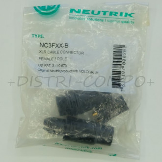Connecteur XLR 3 broches femelle noir montage sur câble NC3FXX-B Neutrik