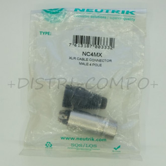 Connecteur XLR 4 broches mâle montage sur câble NC4MX Neutrik