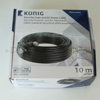 Câble coaxial de sécurité et d'alimentation C.C. Longueur 10m Konig