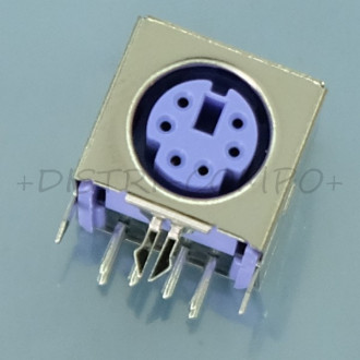Embase mini-DIN 6 broches femelle blindée violet circuit imprimé
