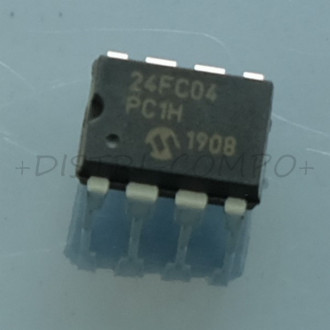 24FC04-I/P EEPROM Serial I2C 4Kbit 256x8x2 DIP-8 Microchip RoHS