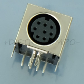 Embase mini-DIN 8 broches femelle blindée circuit imprimé