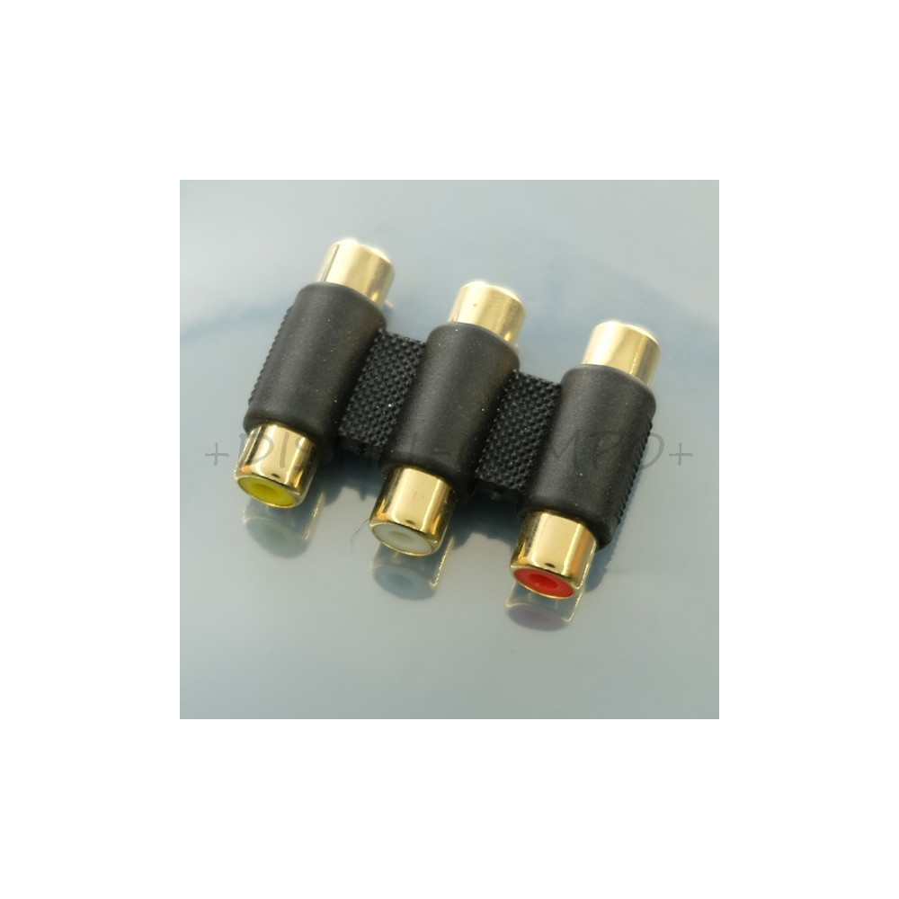 Coupleur 3 RCA femelle vers 3 RCA femelle plastique