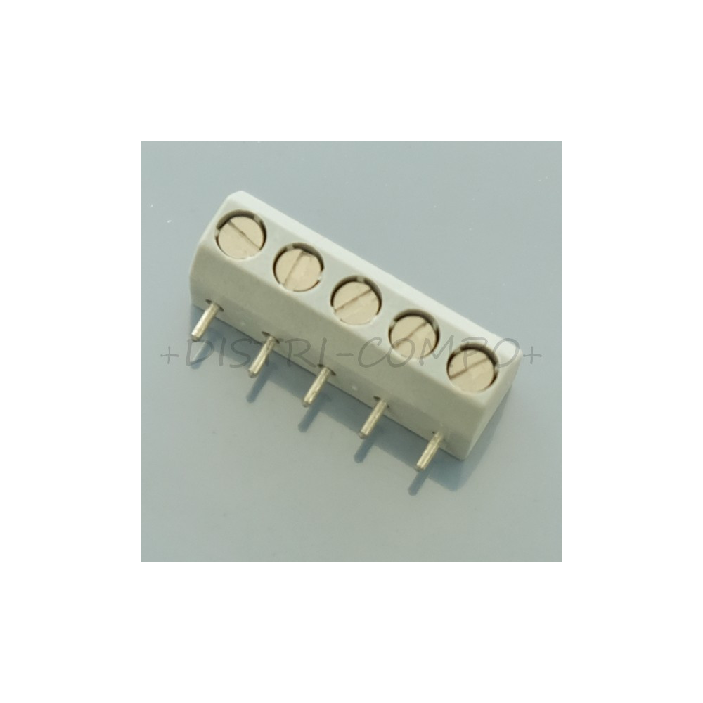 Bornier 5 voies coudé pas 5.08mm 15A 300V pour circuit imprimé