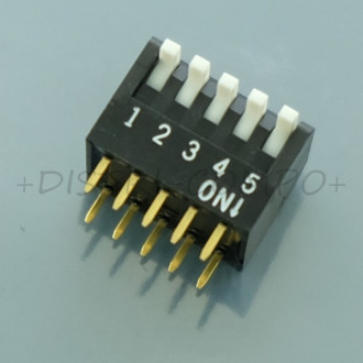 Dipswitch 5 positions piano long SPST 25mA 24VDC 2.54mm A6FR-5104 Omron