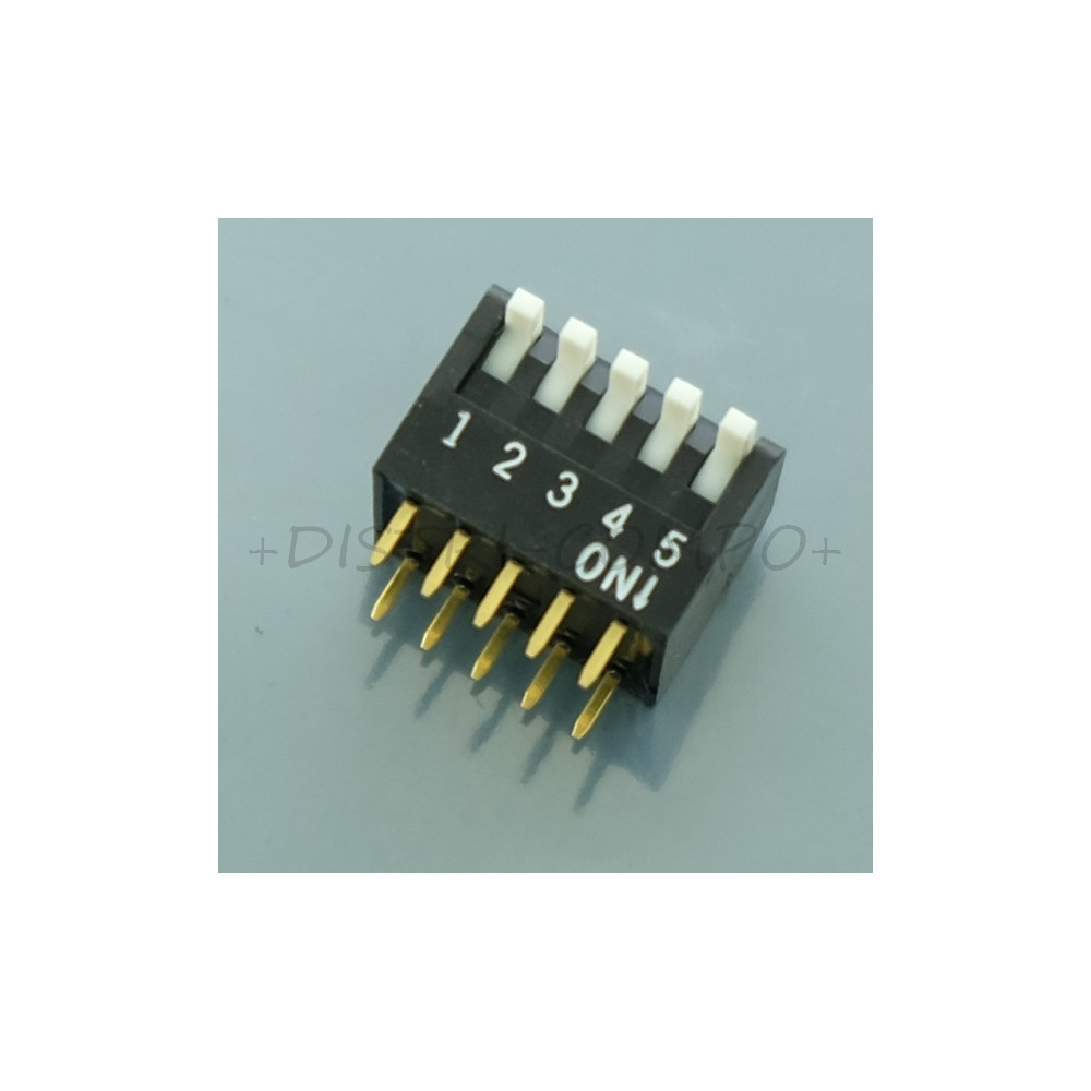 Dipswitch 5 positions piano long SPST 25mA 24VDC 2.54mm A6FR-5104 Omron