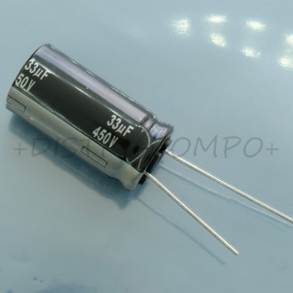 Condensateur 33µF 450V 16x31.5mm pas7.5 105° EB-A Panasonic EEUEB2W330