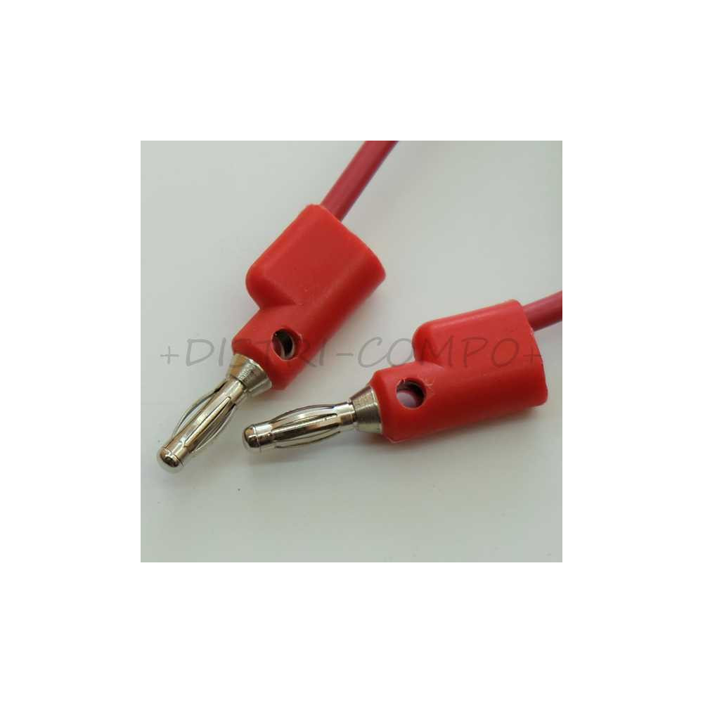 Cordon de test fiches bananes 4mm empilables 18AWG Rouge 60cm BU-PB24-2 Mueller